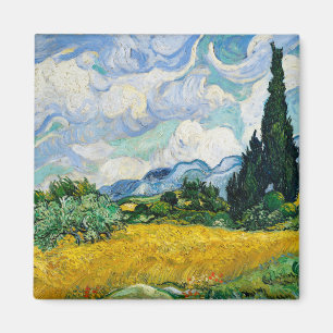 Van Gogh Wheat Field met Cypresses. Impressionisme Magneet