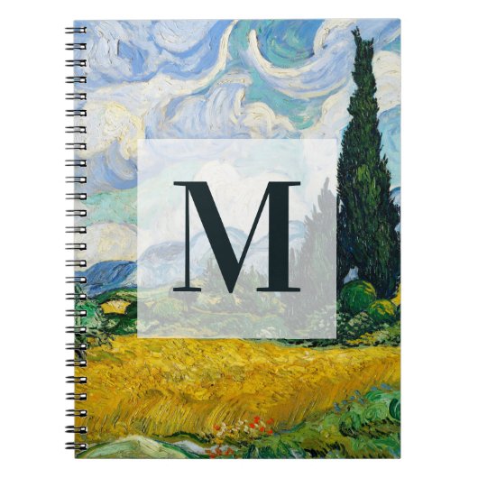 Van Gogh Wheat Field met Cypresses. Impressionisme Notitieboek (Voorkant)