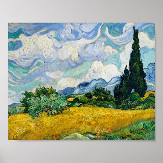 Van Gogh Wheat Field met Cypresses. Impressionisme Poster (Voorkant)