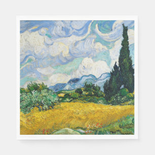Van Gogh Wheat Field met Cypresses. Impressionisme Servet