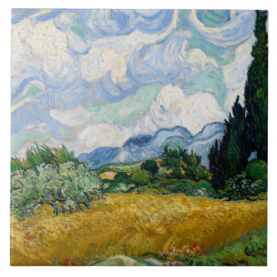  Van Gogh Wheat Field met Cypresses Tegeltje