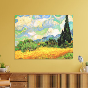 Van Gogh Wheat Field w Cypresses in Haute Galline Canvas Afdruk