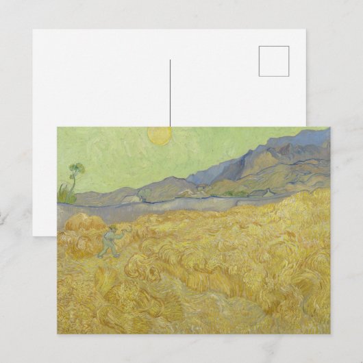 van Gogh Wheat Stacks with Reaper Yellow & Green Briefkaart (Voorkant / Achterkant)