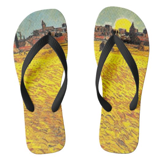 Van Gogh - Wheatfield bij Sunset Teenslippers (Voetbed)