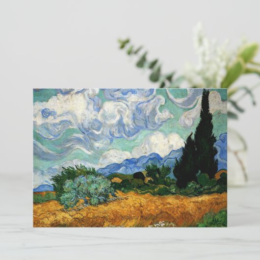 Van Gogh - Wheatfield met Cypress Tree Kaart (Staand voorkant)