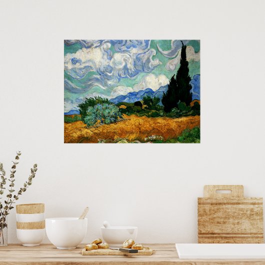 Van Gogh - Wheatfield met Cypress Tree Poster (Keuken)