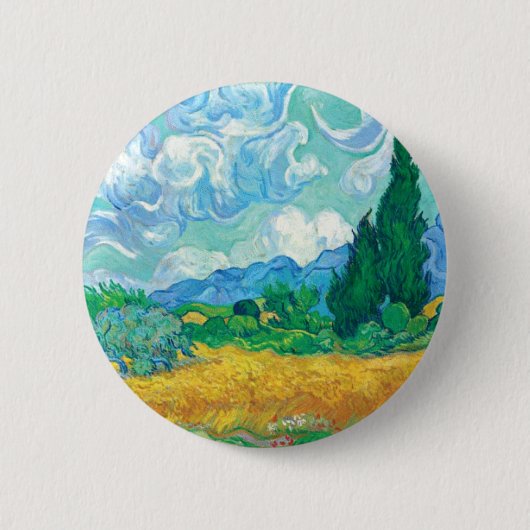 Van Gogh Wheatfield met Cypresses Ronde Button 5,7 Cm (Voorkant)