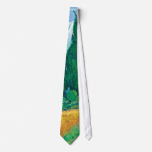 Van Gogh Wheatfield met Cypresses Stropdas