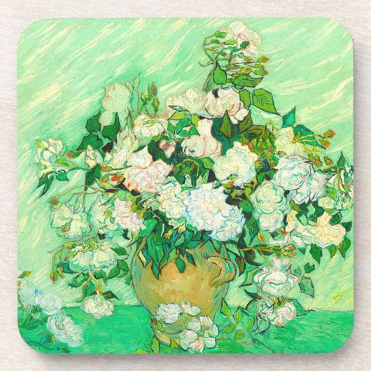 Van Gogh White Roses Bier Onderzetter (Voorkant)