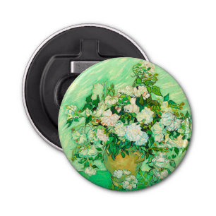 Van Gogh White Roses Button Flesopener