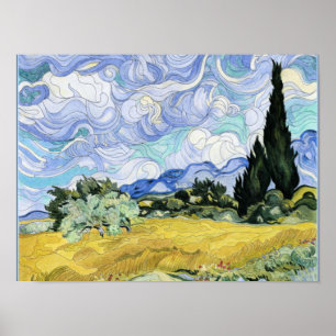 Van Gogh - Wielveld met cyperen Poster
