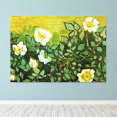 Van Gogh - Wilde Rozen,  Canvas Afdruk (Insitu (Houten vloer))