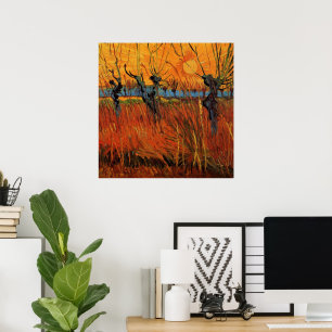 Van Gogh Willows op zonsondergang,  indrukwekkend Poster