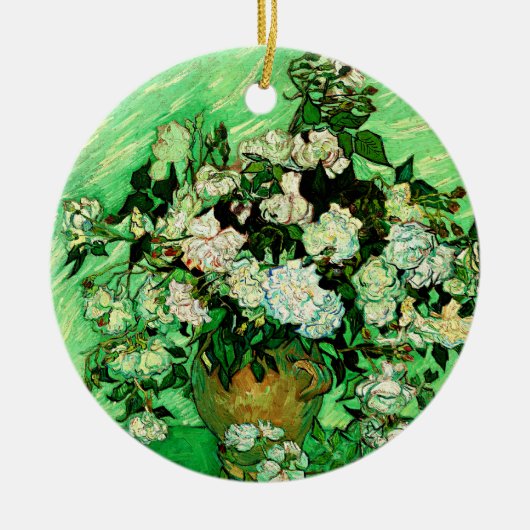 Van Gogh - Witte rozen, beroemd schilderij Keramisch Ornament (Voorkant)