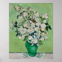 Van Gogh Witte Rozen - Smaragd Vaas Bloemschilderk