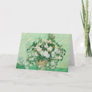 Van Gogh Witte Rozen - Vintage Mint Bloemkunst Kaart