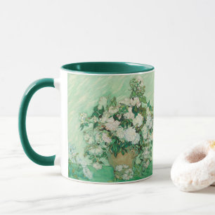 Van Gogh Witte Rozen - Vintage Mint Bloemkunst Mok