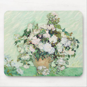 Van Gogh Witte Rozen - Vintage Mint Bloemschilderk Muismat