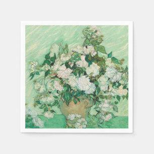 Van Gogh Witte Rozen - Vintage Mint Bloemschilderk Servet