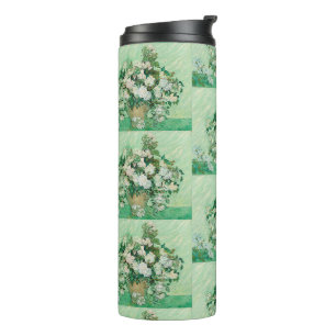 Van Gogh Witte Rozen - Vintage Mint Bloemschilderk Thermosbeker