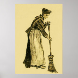 Van Gogh Woman met een Broom Fine Art Poster