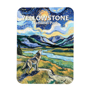 Van Gogh Yellowstone National Park Wolf Huilend Magneet