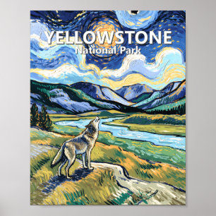 Van Gogh Yellowstone National Park Wolf Huilend Poster