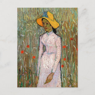 Van Gogh, Young Girl Standing; Background of Wheat Briefkaart