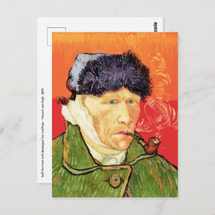 Van Gogh - Zelfportret met gebandateerde oorspijn Briefkaart