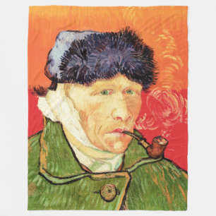 Van Gogh - Zelfportret met gebandateerde oorspijn Fleece Deken