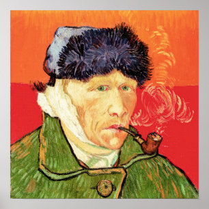 Van Gogh - Zelfportret met gebandateerde oorspijn Poster