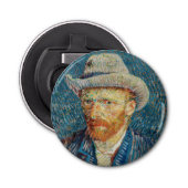 Van Gogh - Zelfportret met grijs Pet Button Flesopener (Voorkant)