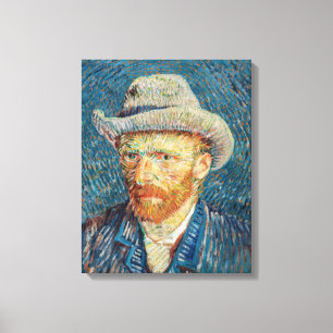 Van Gogh - Zelfportret met grijs Pet Canvas Afdruk