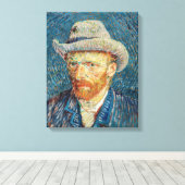 Van Gogh - Zelfportret met grijs Pet Canvas Afdruk (Insitu (Houten vloer))