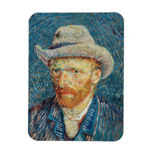 Van Gogh - Zelfportret met grijs Pet Magneet