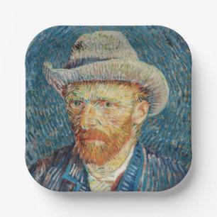 Van Gogh - Zelfportret met grijs Pet Papieren Bordje