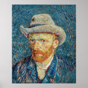 Van Gogh - Zelfportret met grijs Pet Poster