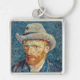 Van Gogh - Zelfportret met grijs Pet Sleutelhanger