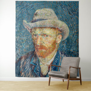Van Gogh - Zelfportret met grijs Pet Wandkleed