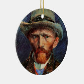 Van Gogh; zelfportret met grijs smeltPet Keramisch Ornament (Rechts)