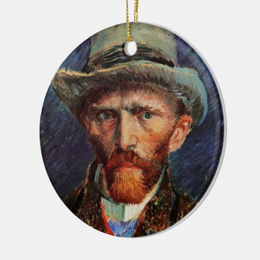 Van Gogh; zelfportret met grijs smeltPet Keramisch Ornament (Links)