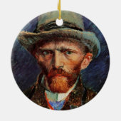 Van Gogh; zelfportret met grijs smeltPet Keramisch Ornament (Achterkant)