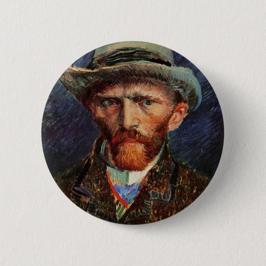 Van Gogh; zelfportret met grijs smeltPet Ronde Button 5,7 Cm (Voorkant)