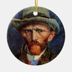 Van Gogh; Zelfportret met grijze vilt hoed Keramisch Ornament