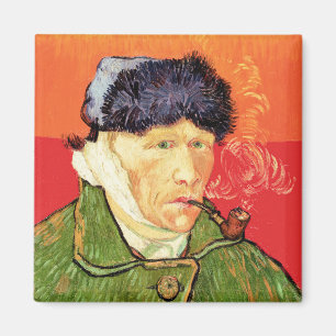 Van Gogh - Zelfportret met verbonden oor en pijp Magneet
