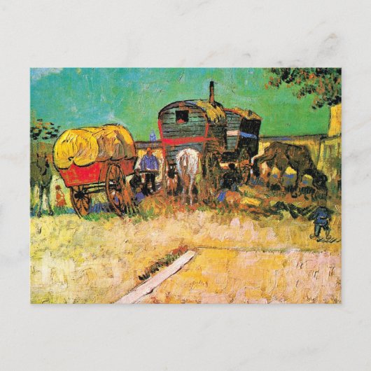 Van Gogh - Zigeunerkamp met paard en wagen, Briefkaart (Voorkant)