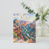 Van Gogh Zion National Park Canyon River Hiking Briefkaart (Staand voorkant)