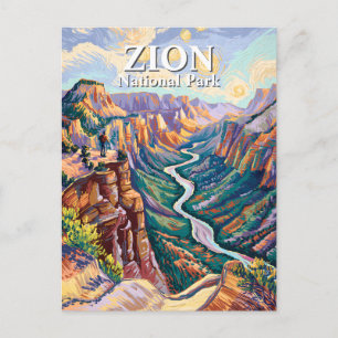 Van Gogh Zion National Park Canyon Rivier Wandelen Briefkaart