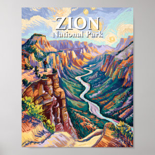 Van Gogh Zion National Park Canyon Rivier Wandelen Poster