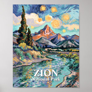 Van Gogh Zion Watchman Virgin River Zonsondergang Poster